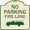 Signmission Designer Series-No Parking Fire Lane, Tan & Green Heavy-Gauge Aluminum, 18" x 18", TG-1818-9824 A-DES-TG-1818-9824 - alternate 1